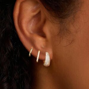 New! Weekdays Gold Crystal Huggie Set (3032)